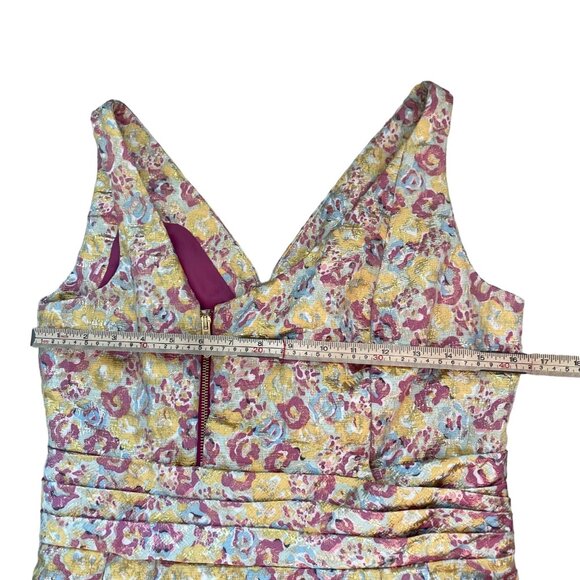 Zac Posen For Target Floral V-Neck Dress Size junior 11 Pink/Yellow Polyester/Co - Picture 6 of 11